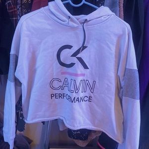 I am selling a Calvin Klein white crop top hoodie